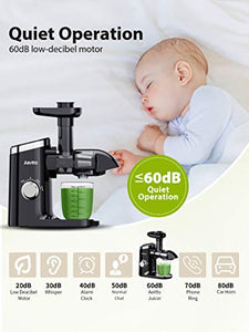 Slow Juicer,Aeitto Celery Juicer Machines,Masticating Juicer,Cold Press Juicer, Juice Extractor with 2-Speed Modes,Reverse Function & Quiet Motor for Vegetables And Fruits,Easy to Clean with Brush