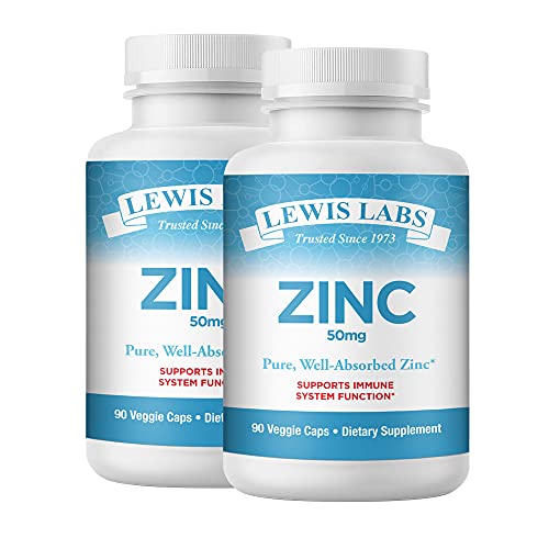 Zinc Supplement 50mg | Pure Zinc Citrate Vitamins for Adults for Immune Support, zinc 50mg, Metabolism, Acne, Skin Health & Energy | Powerful Herbal Antioxidant Supplement for Men & Women 180 Capsules