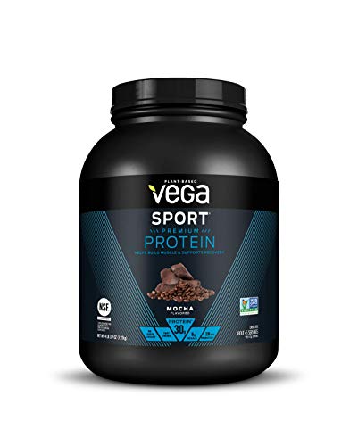 Vega Sport Premium Protein Powder, Mocha, Vegan, 30g Plant Based Protein, 5g BCAAs, Low Carb, Keto, Dairy Free, Gluten Free, Non GMO, Pea Protein for Women and Men, 4.2 Pounds (45 Servings)