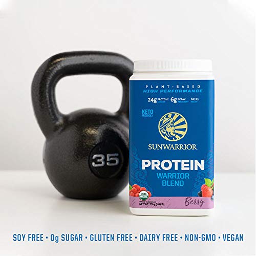 Sunwarrior Warrior Blend - Organic Vegan Plant Protein Powder with BCAAs and Pea Protein - Dairy Free, Gluten Free, Soy Free, Non- GMO, Plant Based Protein Powder, Sugar Free and Keto Friendly