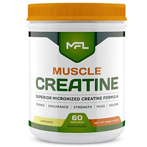 MFL Muscle Creatine | 3 Forms of Micronized Creatine | 10g | 0 Sugar | Sweetened with Stevia | All-Natural | 60 Servings (Lemonade)