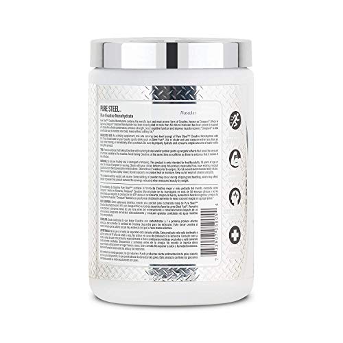 SteelFit Pure Steel Creapure® - Pure German Creatine Monohydrate - Elevate Performance - Enhance Strength - Unflavored - Gluten Free - Vegan - 100 Servings, 500 Grams