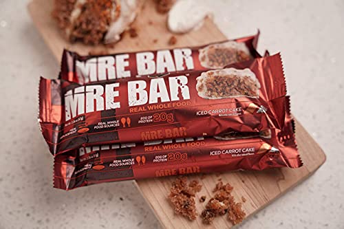 Redcon1 MRE Bar - Meal Replacement Protein Bar (1 Box / 12 Bars), Real Whole Food Sourced Protein, Real Food Taste, 20G Protein (Iced Carrot Cake)