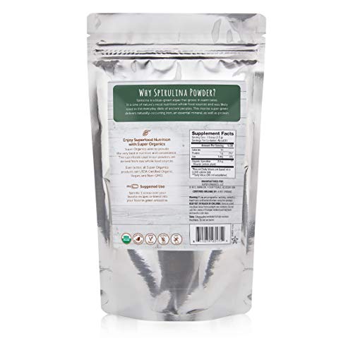 Super Organics Spirulina Powder | Naturally-Occurring Minerals – Organic, Vegan & Non-GMO, 8 Oz