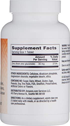 Amazon Brand - Solimo Zinc 30mg, 300 tablets, Ten Month Supply