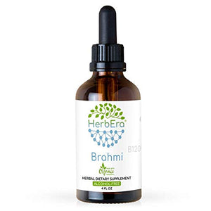 Brahmi B120 Alcohol-Free Herbal Extract Tincture, Organic Brahmi (Bacopa Monnieri) Dried Herb (4 fl oz)