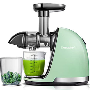 amzchef Juicer Machines, Slow Masticating Juicer Extractor Easy to Clean, Slow Juicers with Quiet Motor Reverse Function Anti-Clogging, Cold Press Juicer Machines with Brush,for High Nutrient Fruit & Vegetable Juice