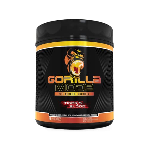 Gorilla Mode Pre Workout - Massive Pumps · Laser Focus · Energy · Power - L-Citrulline, Creatine, GlycerPump™, L-Tyrosine, Agmatine, Kanna, N-Phenethyl Dimethylamine Citrate - 617 Grams (Tigers Blood)