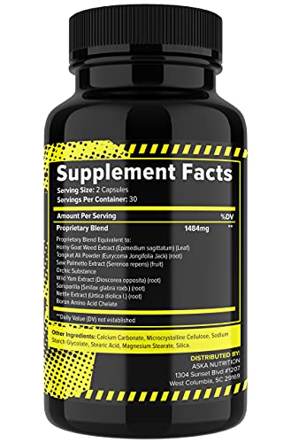 Testosterone Booster for Men - Male Enhancing Supplement with Horny Goat Weed & Tongkat Ali - Muscle Builder Enlargement Pills - Natural Test Booster Increased Desire, Energy, Stamina, Libido (2 PACK)