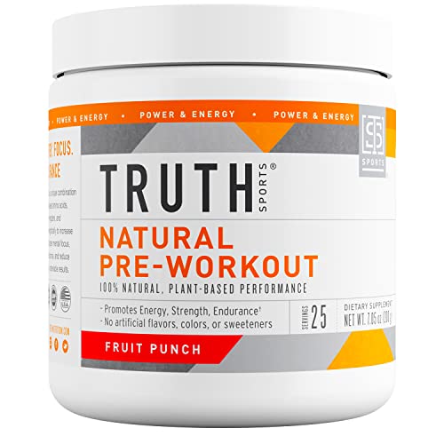 Truth Nutrition All Natural Pre Workout Powder - Clean Pre Workout for Men Keto - Pre Workout Women Plant Based Vegan Preworkout Powder - Natural Preworkout for Women and Men (Fruit Punch)