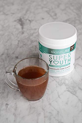 SkinnyFit Super Youth Multi-Collagen Peptide Powder Chocolate Cake Flavor, Hair, Skin, Nail, & Joint Support, 58 Servings