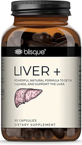 Blisque Liver Plus - Natural Liver Health Formula Supplement for Liver Cleanse, Detox, Repair, Aid and Support | with Milk Thistle, Dandelion and Burdock Root | 90 Capsules