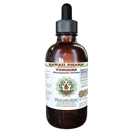 Yohimbe Alcohol-Free Liquid Extract, Yohimbe Liquid (Pausinystalia Yohimbe) Dried Bark Glycerite Natural Herbal Supplement, Hawaii Pharm, USA 2 fl.oz