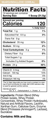 Rivalus Rivalwhey – Marshmallow Cereal 1lb - 100% Whey Protein, Whey Protein Isolate Primary Source, Clean Nutritional Profile, BCAAs, No Banned Substances, Made in USA