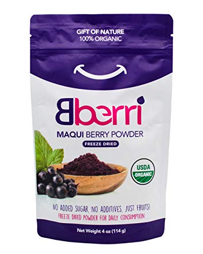 Bberri Maqui Berry Powder, 100% Organic, Pack of 4 oz