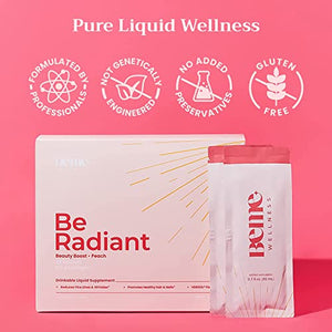 BeRadiant Hydrolyzed Liquid Collagen Shot | Joint, Skin, Nail, & Hair Support in Convenient Sachet | 2500mg Hydrolyzed Fish Collagen Peptides + CoQ10 + Vitamin C | 30 Day Supply