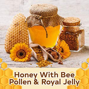 Bee Magic Healthy Raw Honey (500g) by Western Sage - Unpasteurized Honey, Bee Pollen and Royal Jelly Blend - Natural Honey Combination To Promote Health - Pure Honey