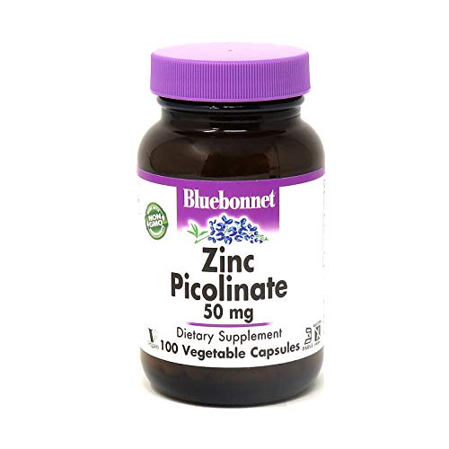 Bluebonnet Nutrition Zinc Picolinate 50 mg Vegetable Capsules, Best for Hormonal & Immune Health, Prostate Health, Skin, Vegan, Non GMO, Gluten Free, Soy Free, Milk Free, Kosher, 100 Vegetable Capsule