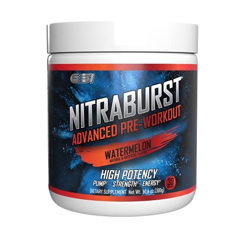 Giant Sports International NITRABURST Pre Workout Powder, Increase Blood Flow, Boosts Strength and Energy, Improve Exercise Performance, Creatine Free (Watermelon, 30 Servings)