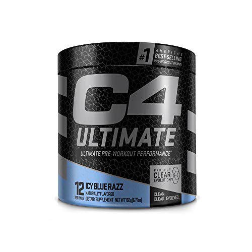 Cellucor C4 Ultimate Pre Workout Powder ICY Blue Razz | Sugar Free Preworkout Energy Supplement for Men & Women | 300mg Caffeine + 3.2g Beta Alanine + 2 Patented Creatines | 12 Servings, 6.7726 Ounce