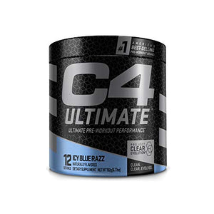 Cellucor C4 Ultimate Pre Workout Powder ICY Blue Razz | Sugar Free Preworkout Energy Supplement for Men & Women | 300mg Caffeine + 3.2g Beta Alanine + 2 Patented Creatines | 12 Servings, 6.7726 Ounce