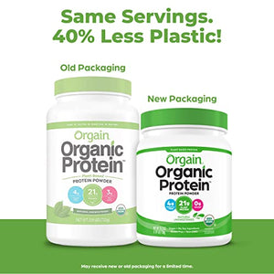 Orgain Organic Unflavored Plant Based Protein Powder, Natural Unsweetened - 21g of Protein, Vegan, Non Dairy, Gluten Free, No Sugar Added, Soy Free, Non-GMO, 1.59 lb (Packaging May Vary)