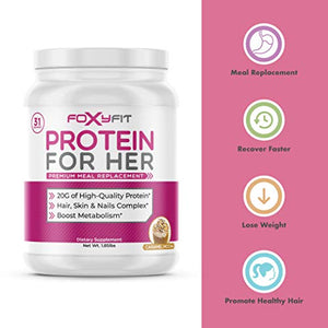FoxyFit Protein for Her, Caramel Mocha Whey Protein Powder with CLA to Help with Weight Management and Biotin for Healthy Glow (1.85 lbs.)