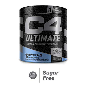 Cellucor C4 Ultimate Pre Workout Powder ICY Blue Razz | Sugar Free Preworkout Energy Supplement for Men & Women | 300mg Caffeine + 3.2g Beta Alanine + 2 Patented Creatines | 12 Servings, 6.7726 Ounce