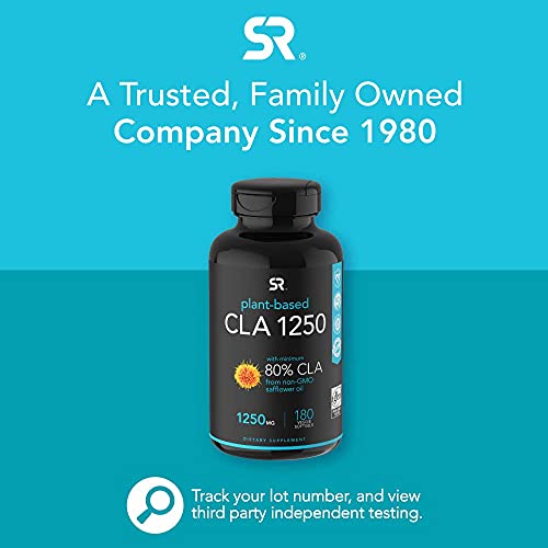 Vegan CLA 1250 - 180 Veggie Softgels | Non-Stimulating Conjugated Linoleic Acid (CLA) supporting Healthy Weight Management | Gluten Free, Non-GMO Verified