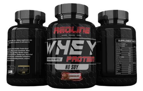 Redline Protein Powder - Chocolate - Whey Protein Concentrate, Isolate, Casein, & Eggs. Soy Free