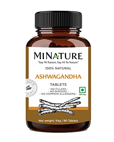 Ashwagandha Tablets- 90 Tablets, 1000 mg by mi Nature | 45 Days Supply |100% Natural Ashwagandha | Vegan | Stress & Mood Tablets | Healthy Immunity | Herbal Tablets | from India