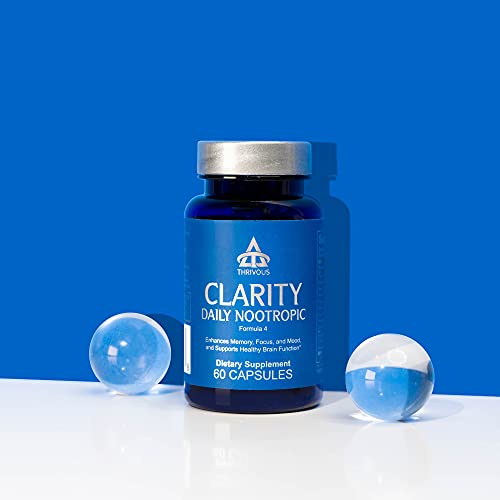 Thrivous Clarity - Enhance Brain Function, Memory, Focus & Mood - Advanced Natural Nootropic Supplement: Synapsa Bacopa Monnieri, L Theanine, Rhodiola Rosea, Vitamin B Complex, Zinc Picolinate