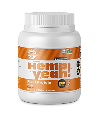 Manitoba Harvest Hemp Yeah! Organic Protein Powder, Unsweetened, with 20g of Complete Plant Protein (Hemp + Pea), 2g of Fiber & 2g Omegas 3&6 Per Serving, Non-GMO, Vegan, 1 lbs