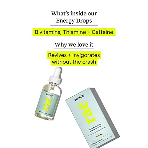 Rae Energy Drops - Liquid Energy Supplements for Women with B Vitamins, Thiamine and Caffeine - Vegan Natural Energy Support - Invigoration Without The Crash - 60 Day Supply