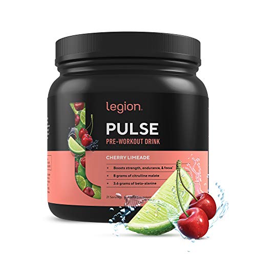 Legion Pulse Pre Workout Supplement - All Natural Nitric Oxide Preworkout Drink to Boost Energy, Creatine Free, Naturally Sweetened, Beta Alanine, Citrulline, Alpha GPC (Cherry Limeade) 21 Servings