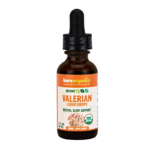 BareOrganics Valerian Liquid Drops, Herbal Supplement, Organic Drops, 1 Ounce