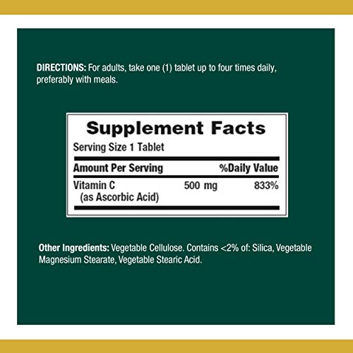 Vitamin C by Nature's Bounty for Immune Support. Vitamin C is a Leading Immune Support Vitamin, 500mg, 250 Tablets