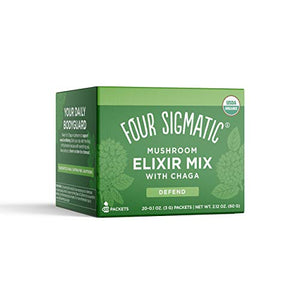 Four Sigmatic Chaga Mushroom Elixir, Organic Chaga Mushroom Powder with Rose Hips & Mint, Immune Support & Overall Wellness, Pack of 20