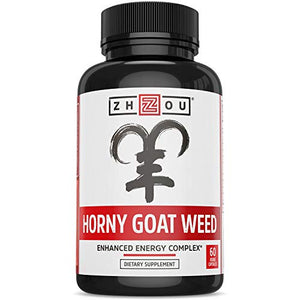 Zhou Premium Horny Goat Weed Extract with Maca & Tribulus | Enhanced Energy Complex for Men & Women | 30 Servings, 60 Veggie Capsules