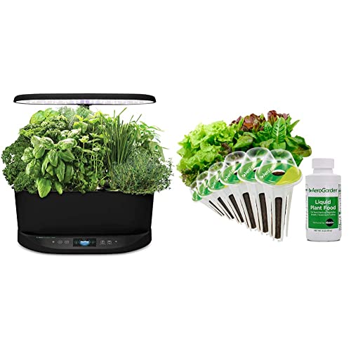 AeroGarden Bounty - Indoor Garden with LED Grow Light, WiFi and Alexa Compatible, Black & Heirloom Salad Greens Seed Pod Kit (6-pod)