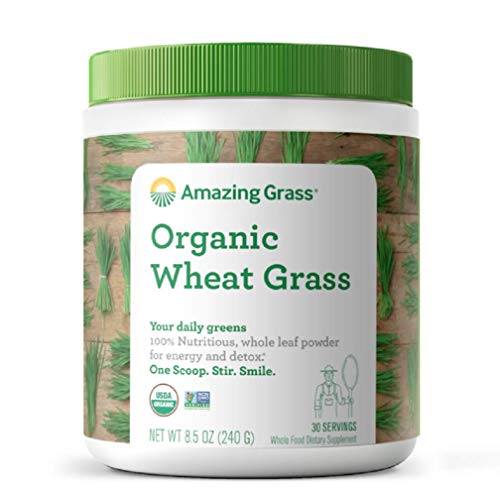 Amazing Grass Wheat Grass Powder: 100% Whole-Leaf Wheat Grass Powder for Energy, Detox & Immunity Support, Chlorophyll Providing Greens, 30 Servings