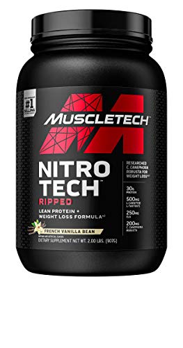 Protein Powder for Weight Loss | MuscleTech Nitro-Tech Ripped | Whey Protein Powder + Weight Loss Formula | Lose Weight | Weight Loss Protein Powder for Women & Men | Vanilla, 2 lb(package may vary)