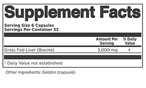 Grass Fed Beef Liver – (200 Count) Sourced from New Zealand. Source for Heme Iron, Vitamin A and The Vitamin B Complex