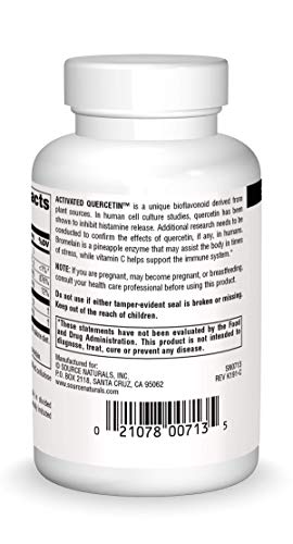 Source Naturals Activated Quercetin - Plant-Derived Bioflavonoid Complex - Seasonal & Immune Defense - 50 Tablets Vegetarian Friendly