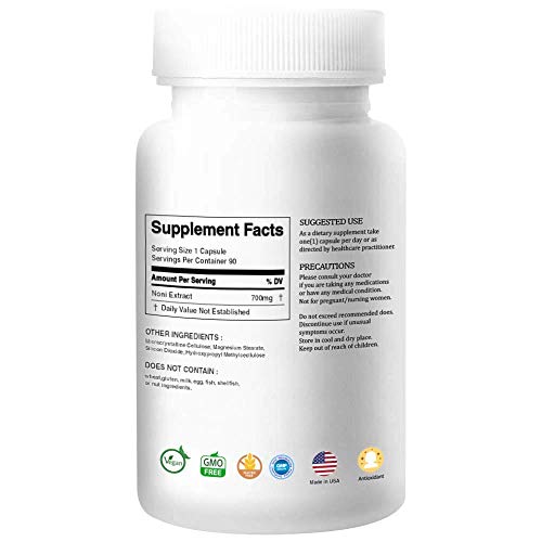 Votre. Noni 700mg, 90 Vegetable Capsules, Antioxidants, Reduce Cholesterols, Joint Pain, Immune Support