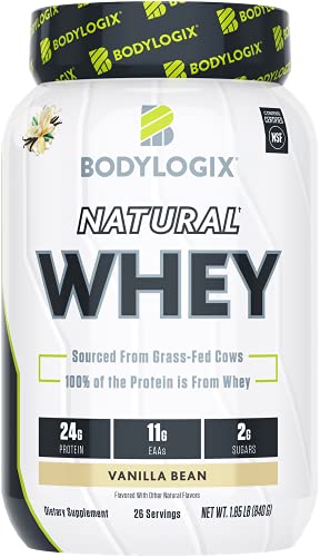 Bodylogix Natural Grass-Fed Whey Protein Powder, Vanilla Bean, 1.85 Pound