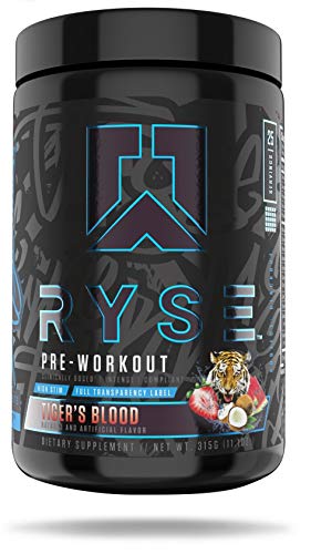 Ryse Blackout Pre-Workout | Ryse Up Supplements | Fuel Your Greatness™ | Energy, Endurance, Focus, Next Level Pump, Beta Alanine & NO3-T® Betaine Nitrate, 25 Servings (Tiger's Blood)