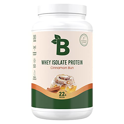 Bloom Nutrition Cinnamon Bun Whey Protein Isolate Powder | Fast Digesting, Low Carb, Keto Friendly, Non-GMO | 100 Percent Pure Iso with Zero Sugar Added | Post Workout Recovery Shake Blend