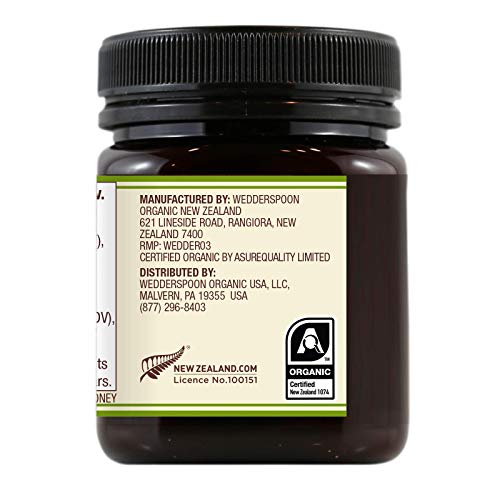 Wedderspoon Raw Organic Manuka Honey KFactor 16+ Unpasteurized, Genuine New Zealand Honey, Multi-Functional, Non-GMO Superfood, Organic Kfactor, 8.8 Ounce