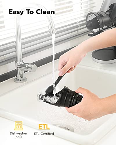 Slow Masticating Juicer, Qualeben Cold Press Juicer Machines with 3’’ Feed Chute for Whole Fruit Vegetable, Slow Juicer Extractor with 2 Modes/Reverse Function, 2 Portable Bottles, Recipes and Brush